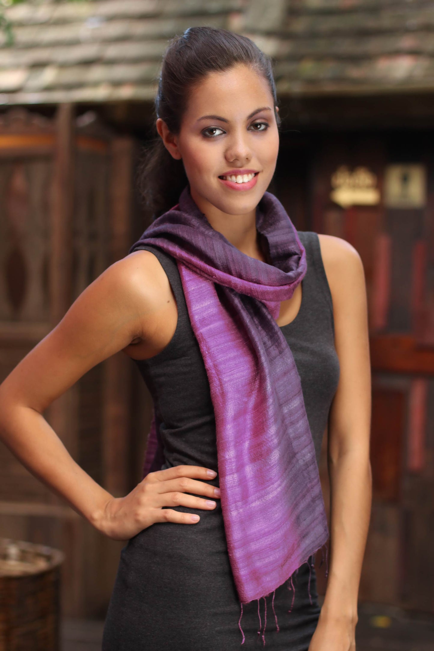 Bold Orchid Purple Silk Scarf