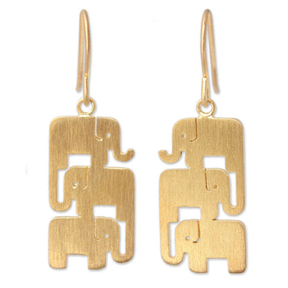 Elephant Stack Gold Vermeil Dangle Earrings