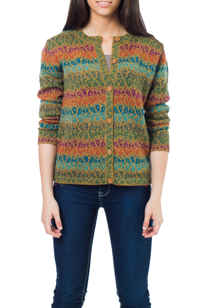 Andean Secret Alpaca Wool Art Knit Cardigan Sweater