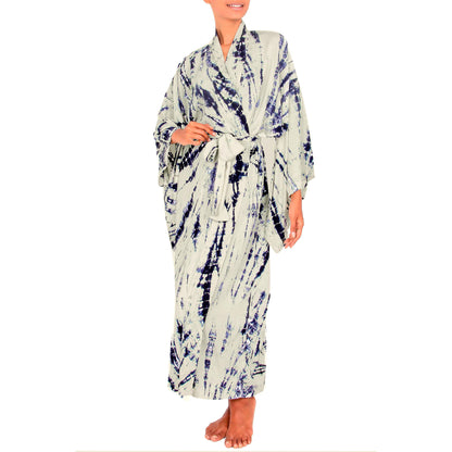 High Energy Blue & Ivory Tie-Dye Robe