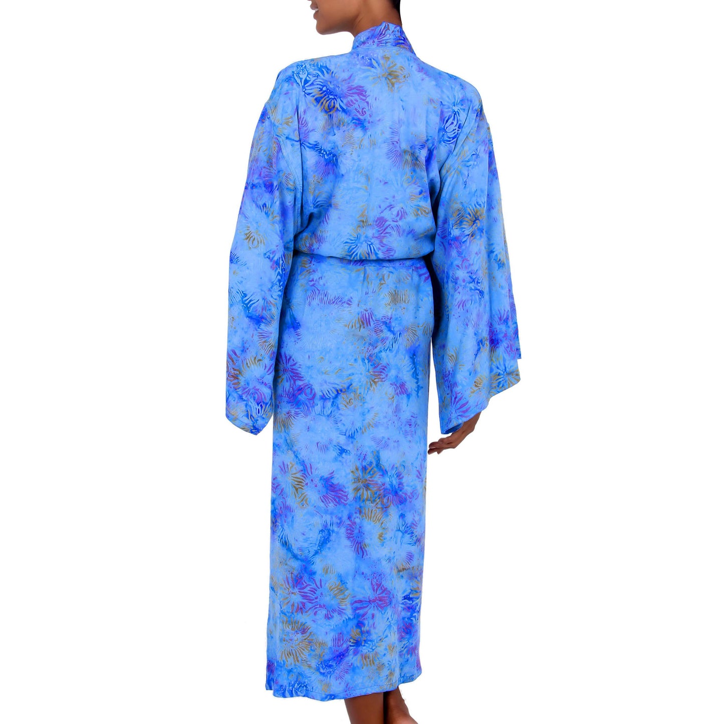 Blue Anemone Rayon Batik Robe