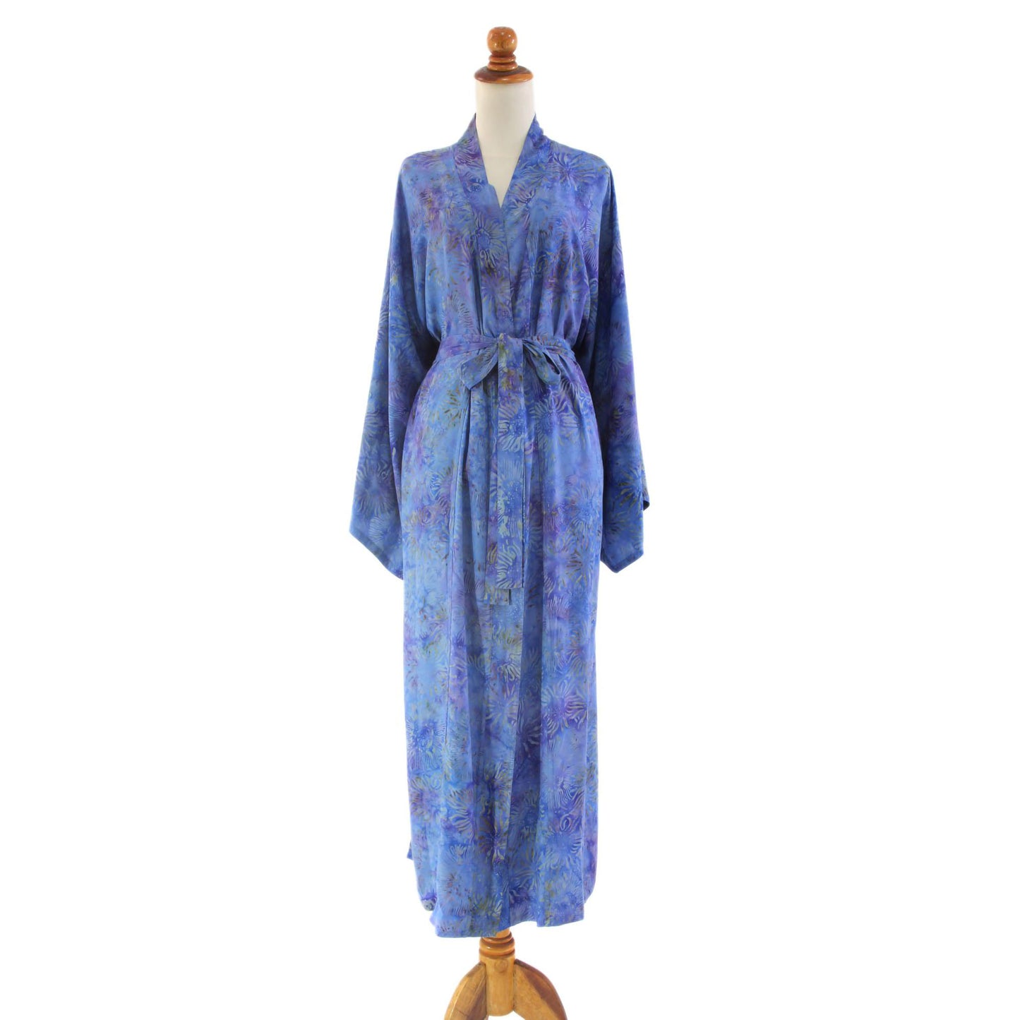 Blue Anemone Rayon Batik Robe