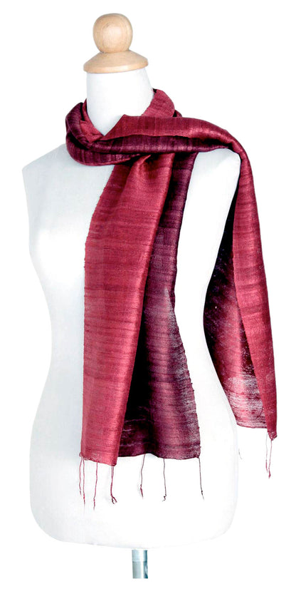 Roses & Red Wine Ombre Silk Scarf