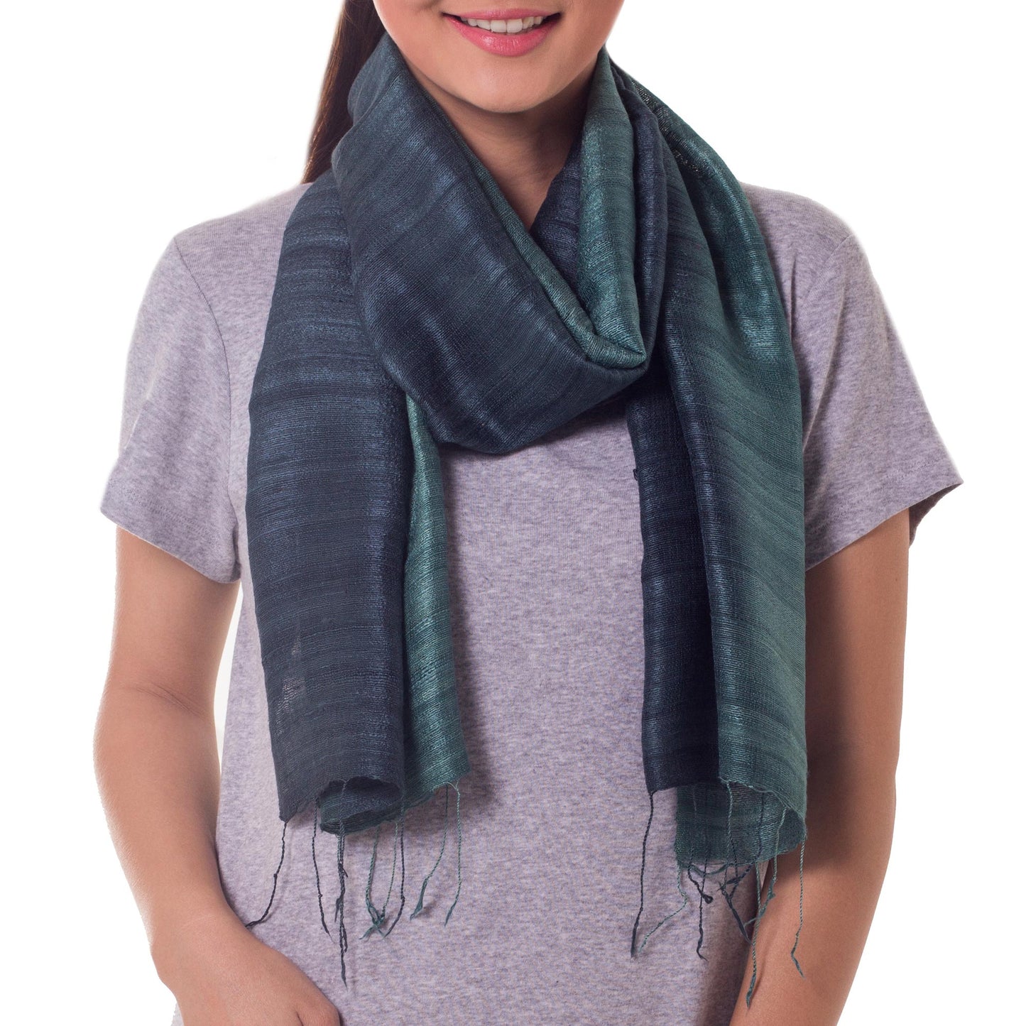 Bold Teal 100% Silk Scarf