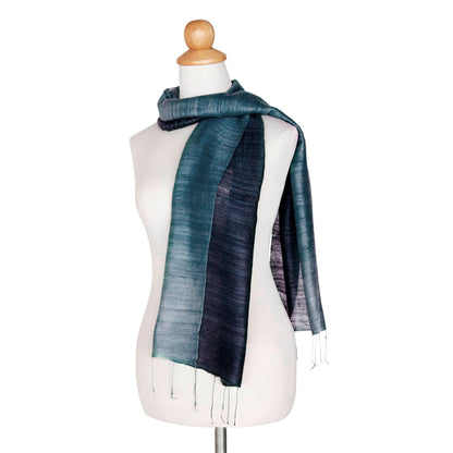 Bold Teal 100% Silk Scarf