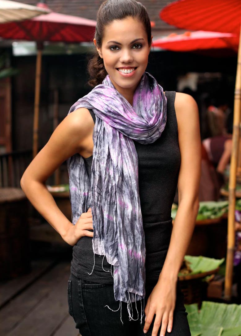 Smoky Rose Tie-Dye Scarf from Thailand