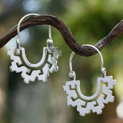 Magical Mitla Collectible Sterling Silver Hoop Earrings