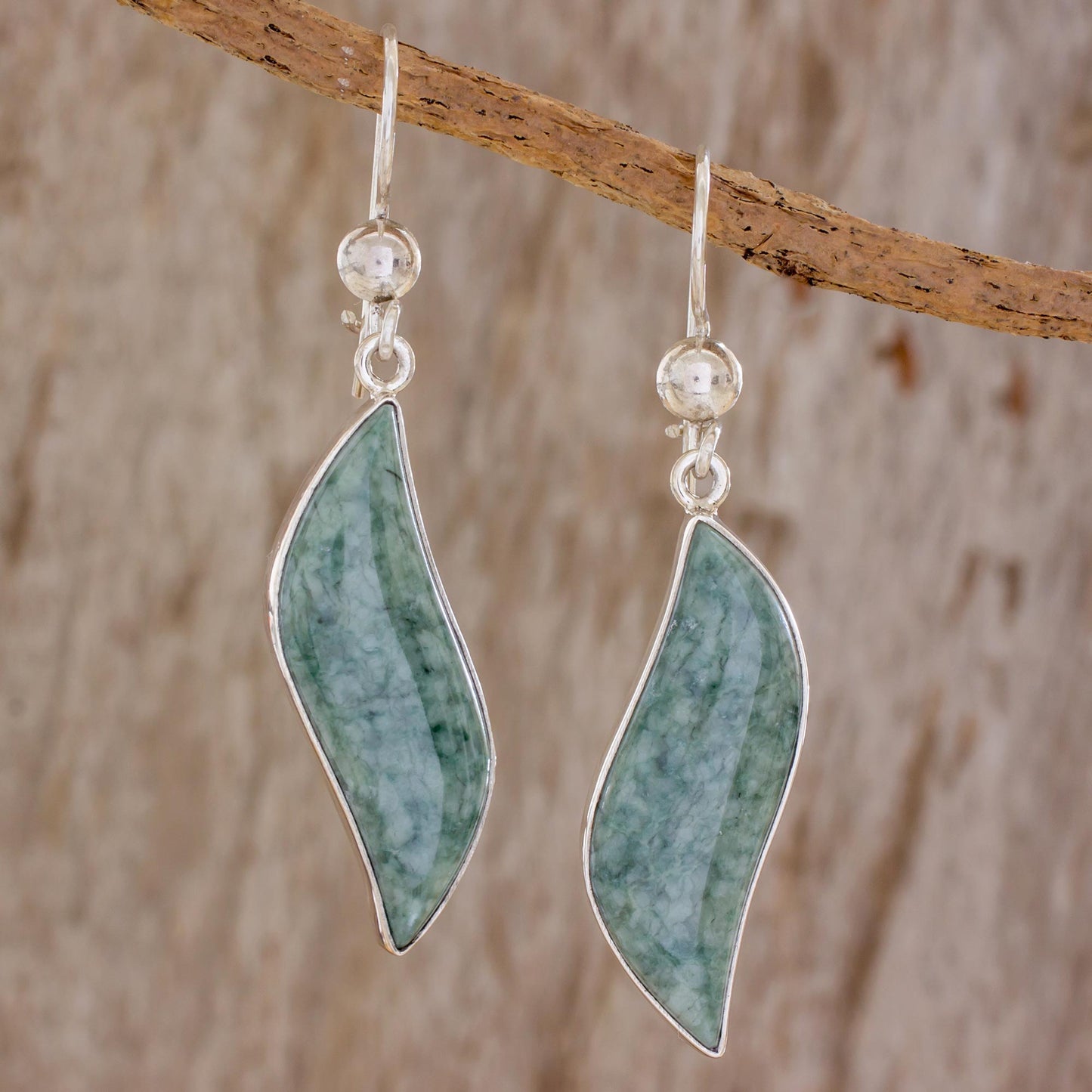 Floating in the Breeze Jade Silver Dangle Earrings