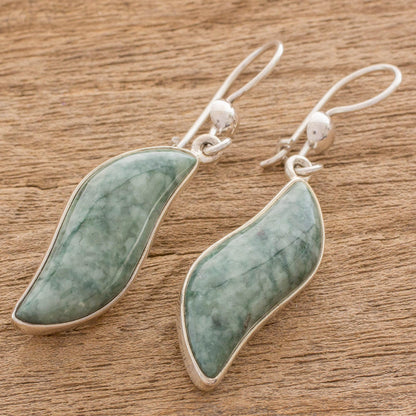 Floating in the Breeze Jade Silver Dangle Earrings