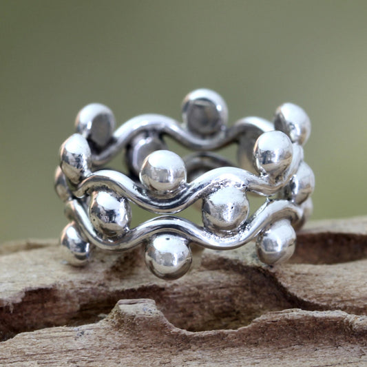 Floral Buds Sterling Silver Band Ring