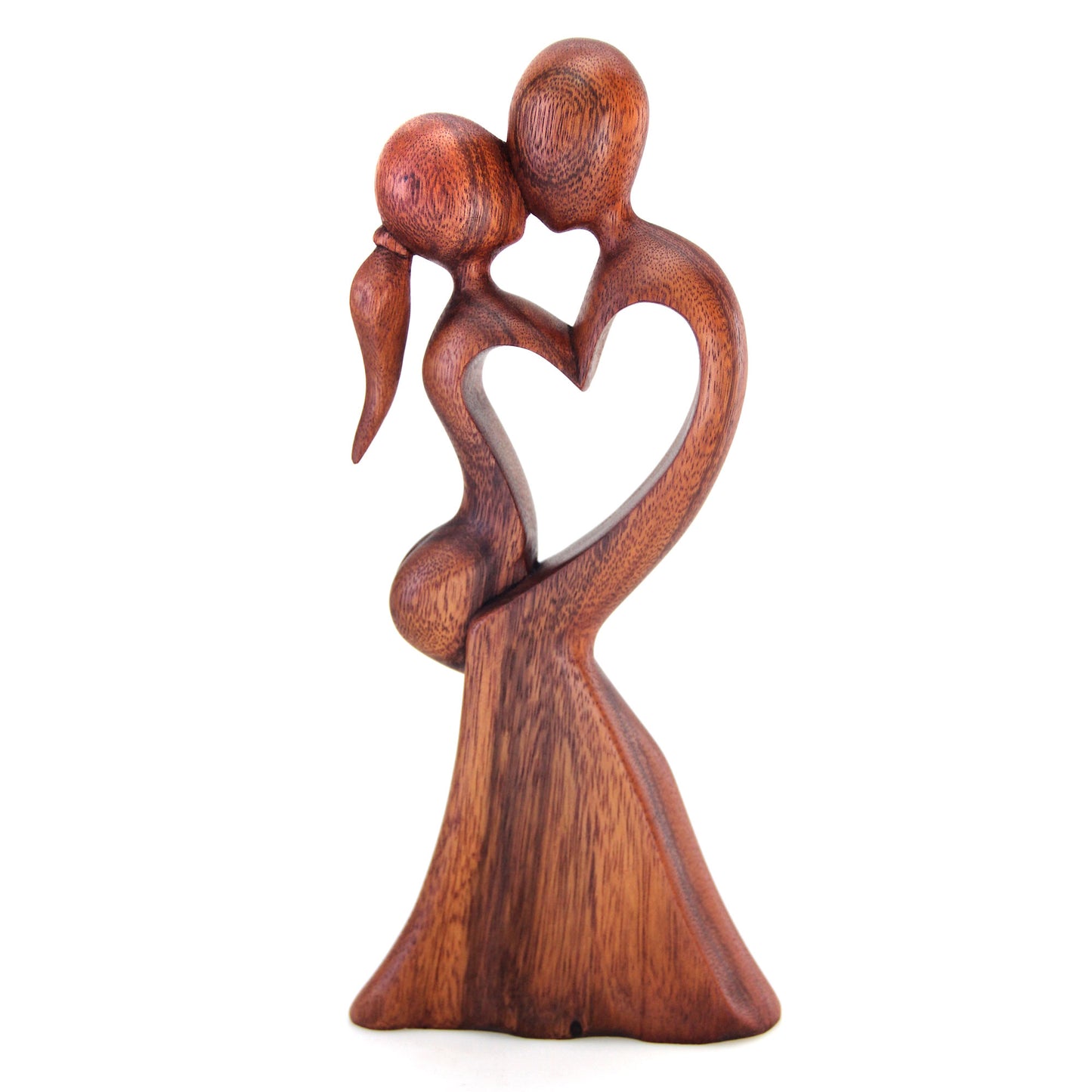 Love's Kiss Romantic Wood Sculpture from Indonesia