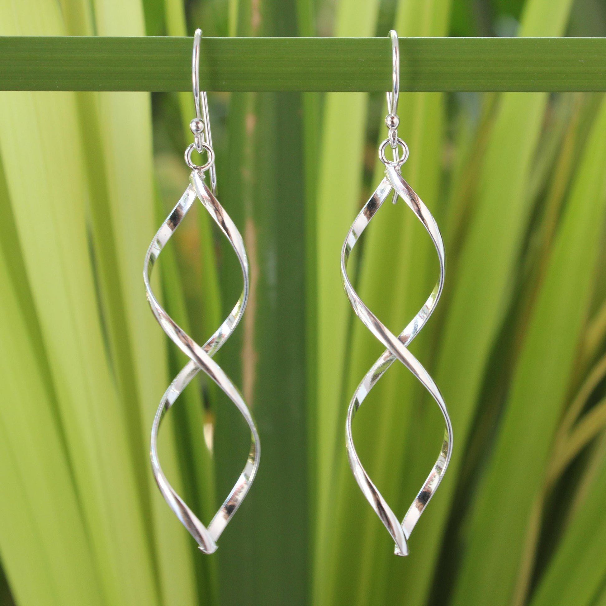 NOVICA - Sterling Silver Infinity Dangle Earrings