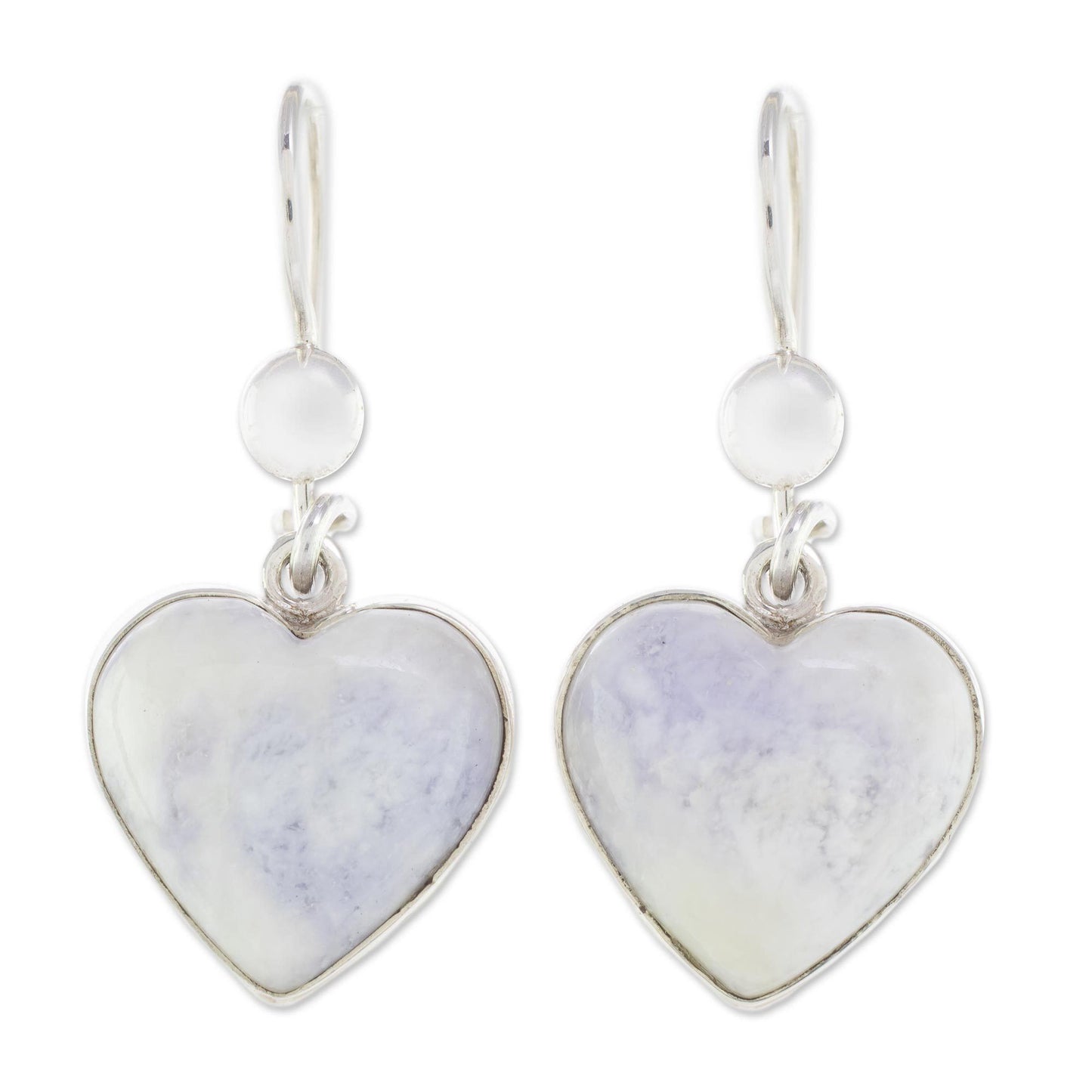 Lilac Jade Heart Drop Earrings