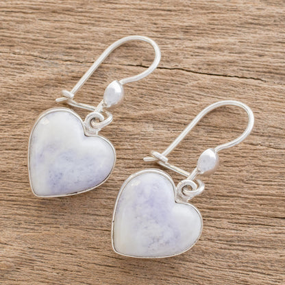 Lilac Jade Heart Drop Earrings