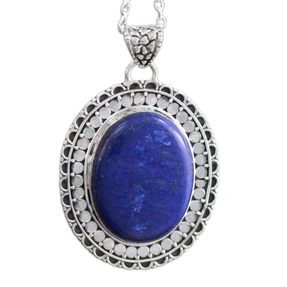 Royal Indian Blue Lapis Lazuli Necklace Sterling Silver Jewelry from India