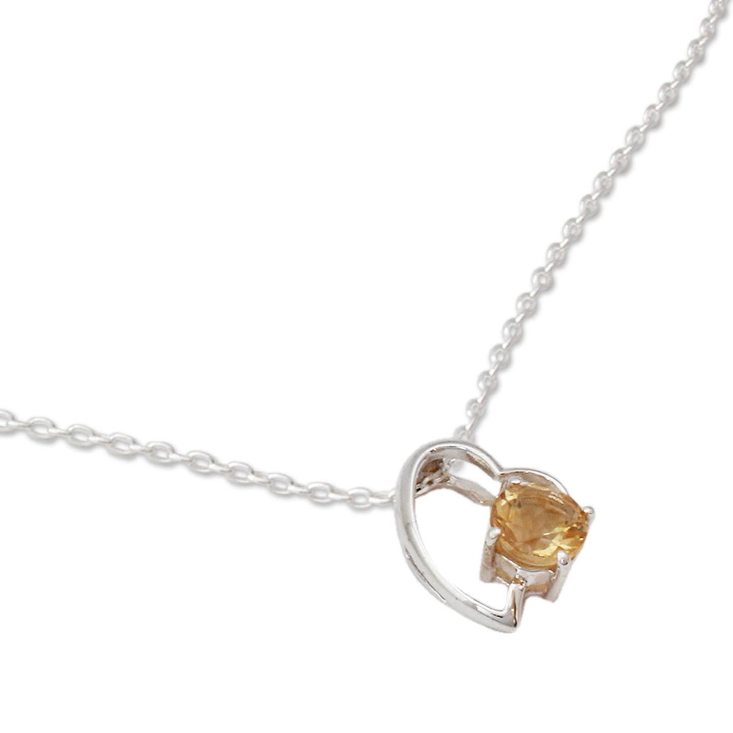 Promise of Love Indian Heart Jewelry Sterling Silver and Citrine Necklace