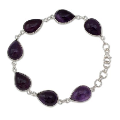 Blissful Beauty Sterling Silver and Amethyst Link Bracelet