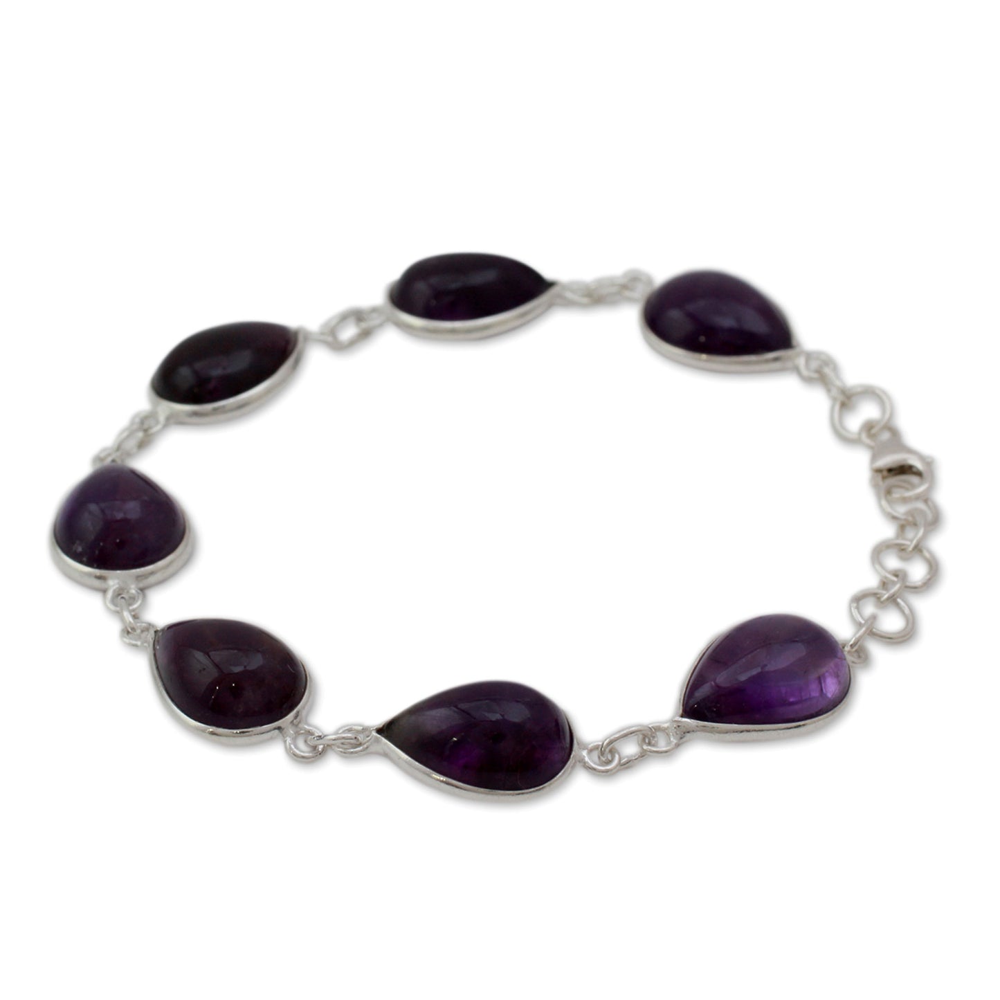 Blissful Beauty Sterling Silver and Amethyst Link Bracelet