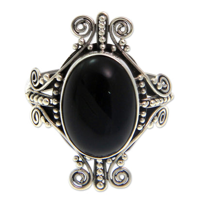 Dreams of Bali Sterling Silver and Onyx Ring