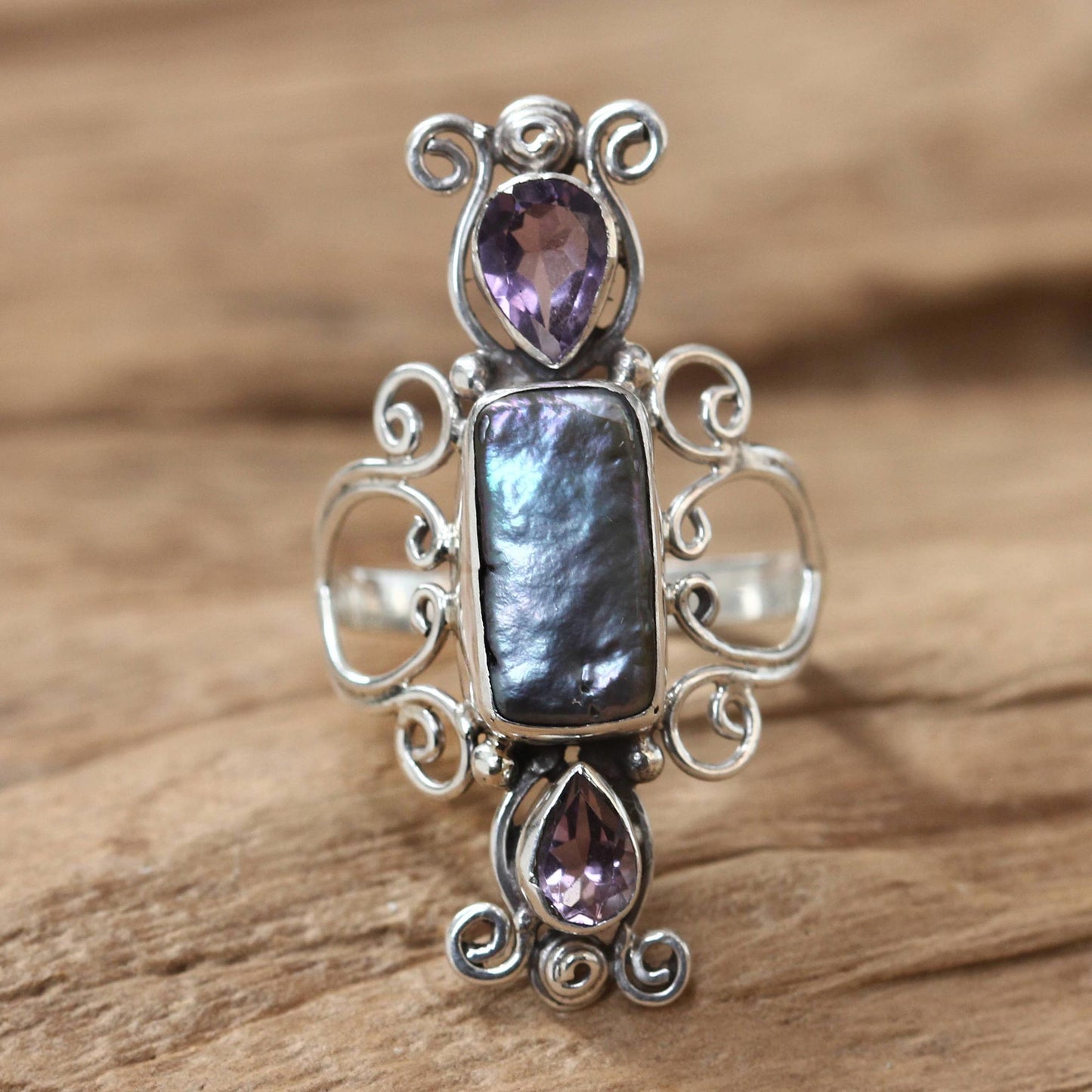 Lavender Myths Pearl Amethyst & Silver Ring