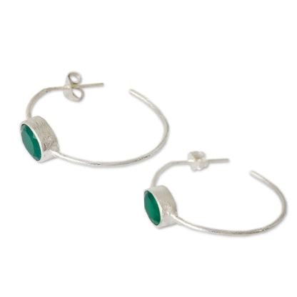 Contemporary Green Modern Minimalist Green Onyx Earrings