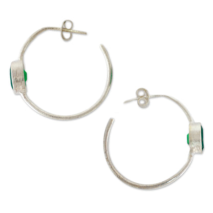 Contemporary Green Modern Minimalist Green Onyx Earrings