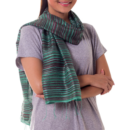 Mae Nam Khong Valley Multicolor Silk Batik Scarf