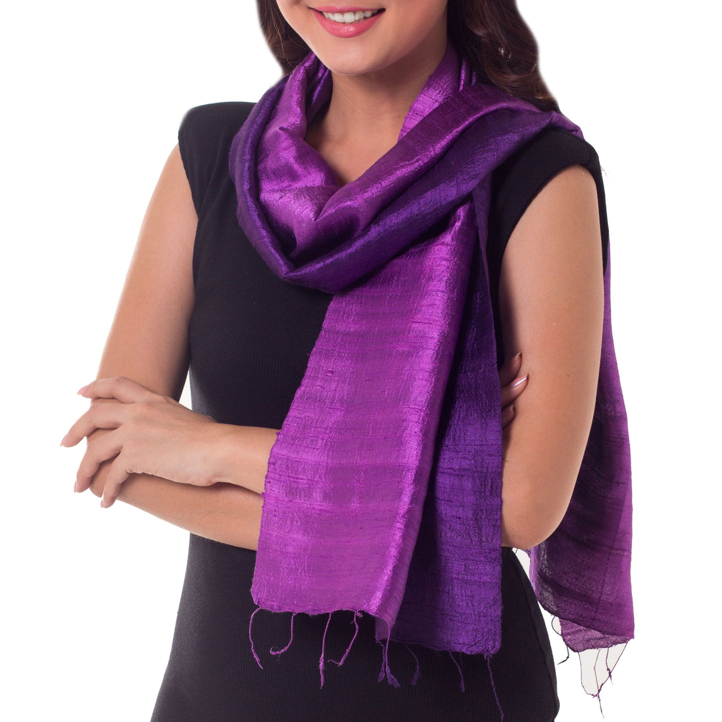 Violet Duality Purple Silk Batik Scarf