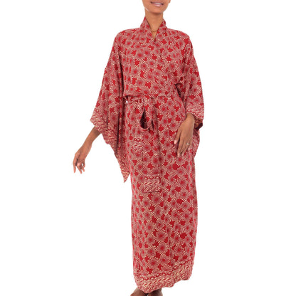 Ruby Red Hand Crafted Batik Robe