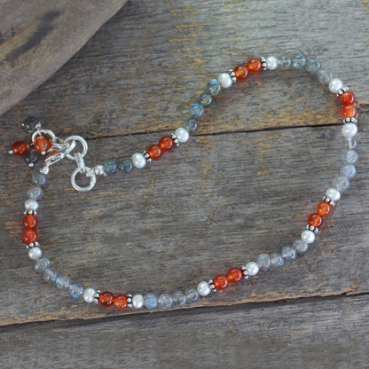 Gemstone & Sterling Silver Beaded Anklet