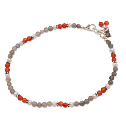 Gemstone & Sterling Silver Beaded Anklet