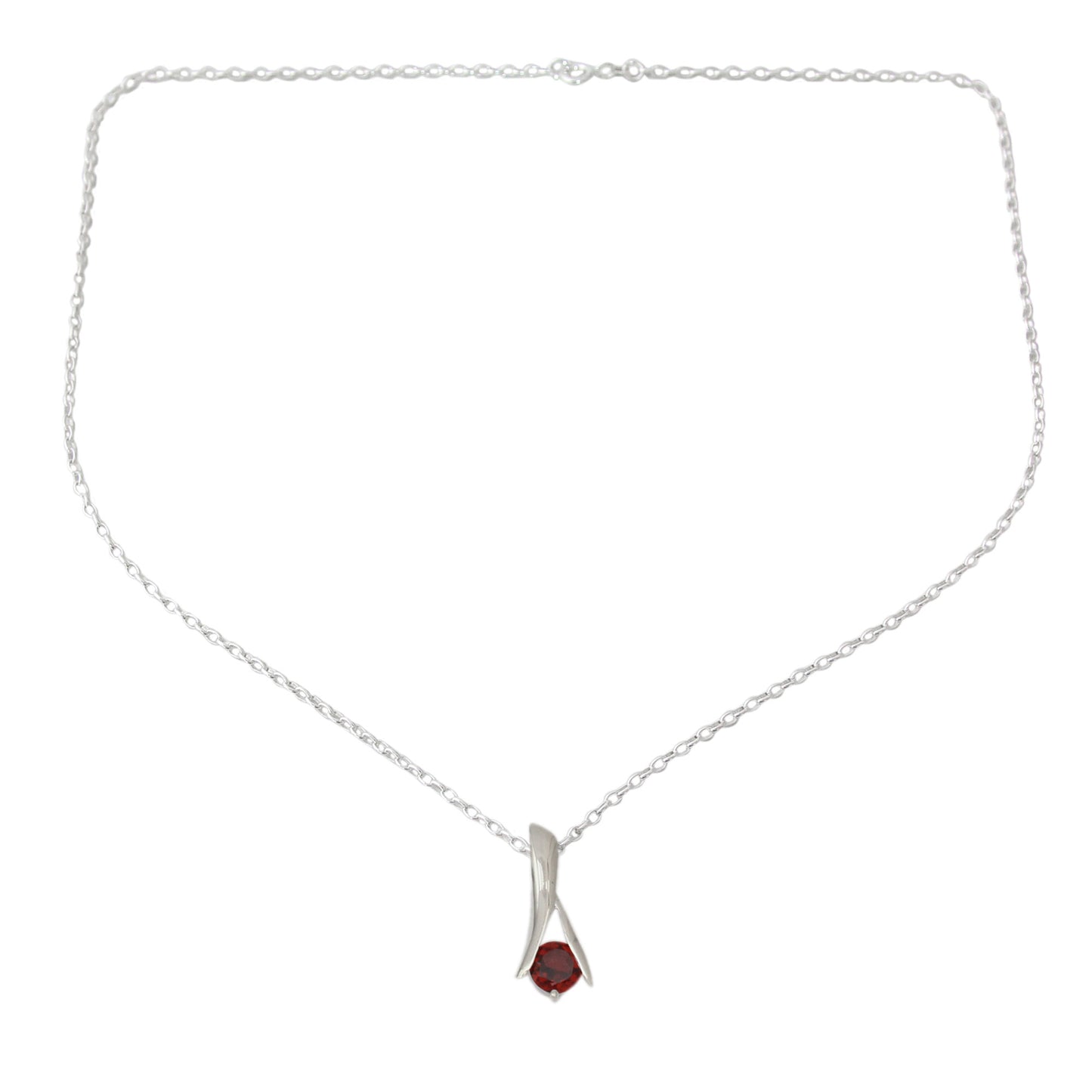 Silver Flarre Garnet Pendant Necklace