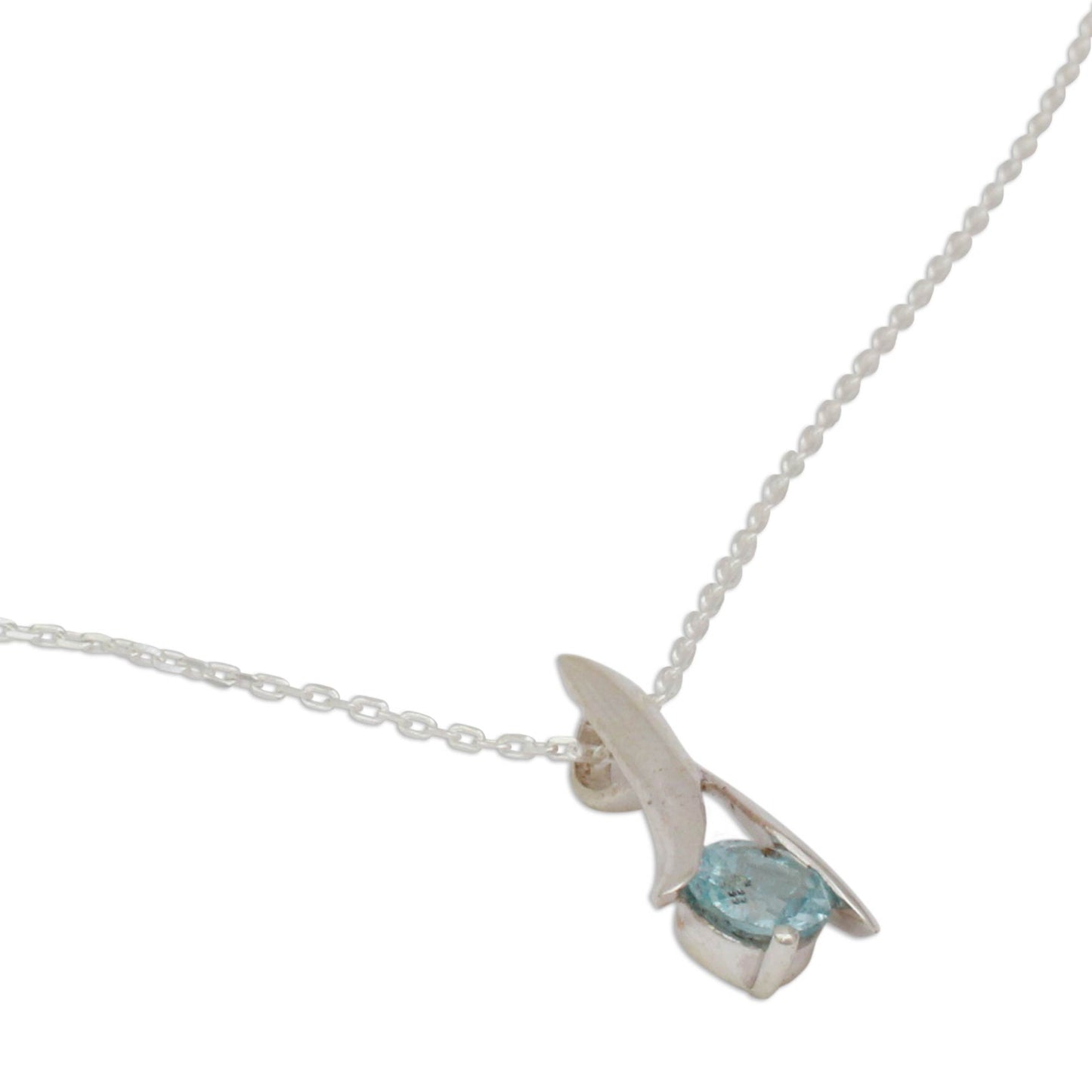 Silver Flare Indian Sterling Silver and Blue Topaz Necklace