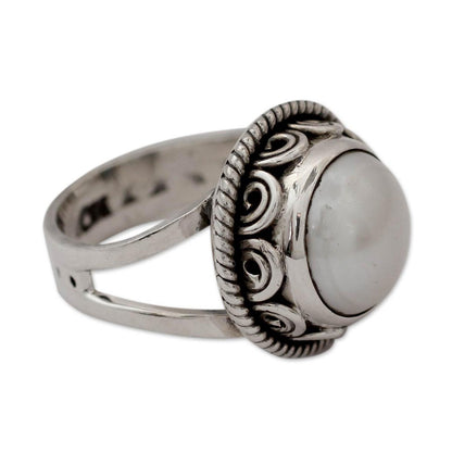 Perfect Love Pearl Cocktail Ring in Sterling Silver Handmade in India