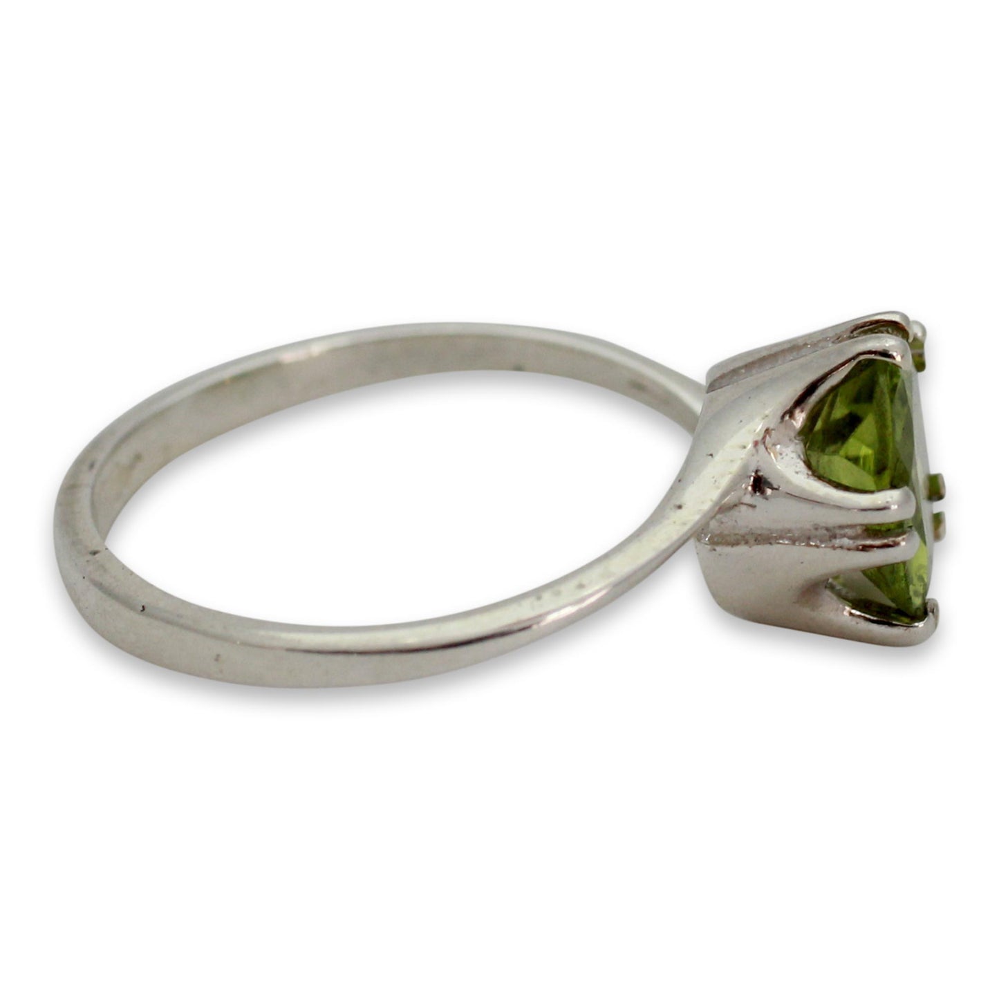 Delhi Crown Sterling Silver and Peridot Ring Hand Made Modern Jewelry