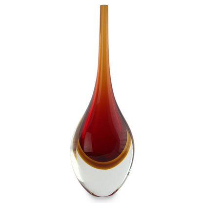 Levitating Amber Fire Murano Inspired handblown vase