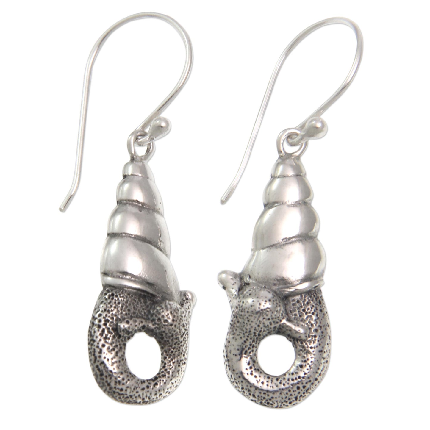 Balinese Snail Indonesian Sterling Silver Dangle Earrings