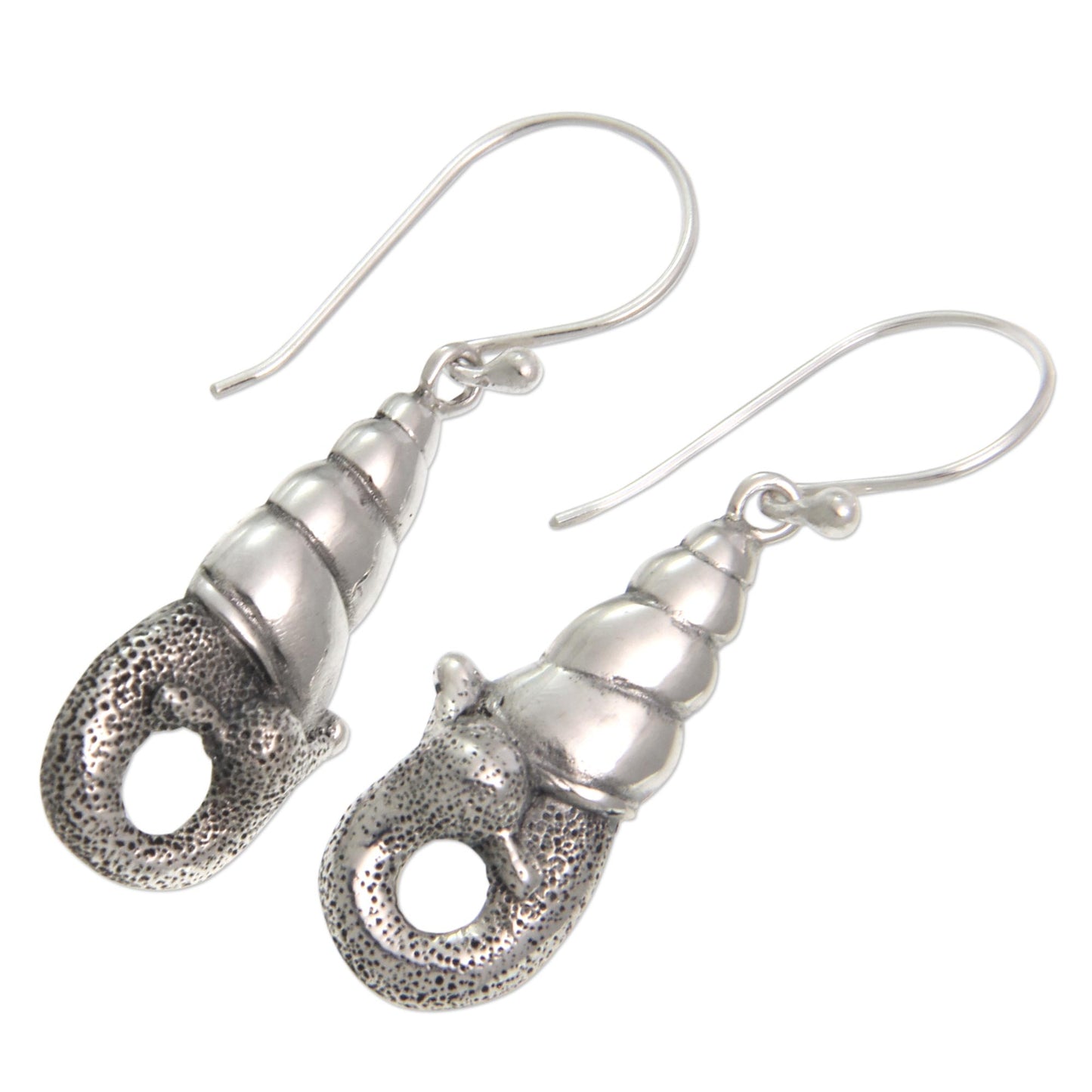 Balinese Snail Indonesian Sterling Silver Dangle Earrings