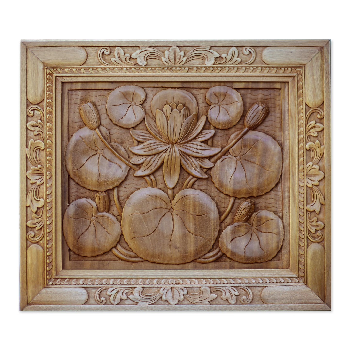 Lotus Blossom Wood relief panel