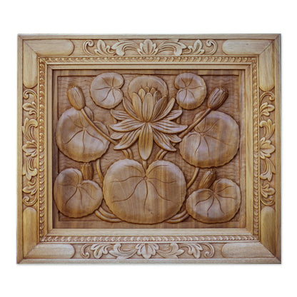 Lotus Blossom Wood relief panel