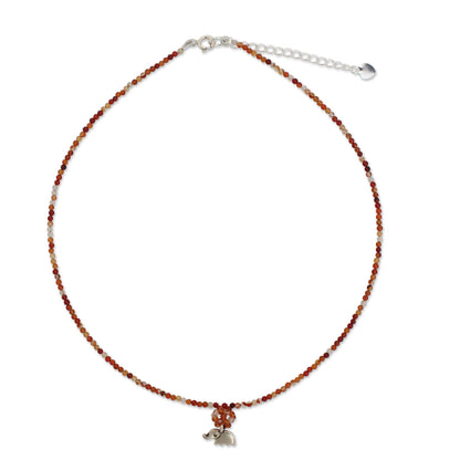 Elephantine Charm Hand Made Beaded Carnelian Necklace