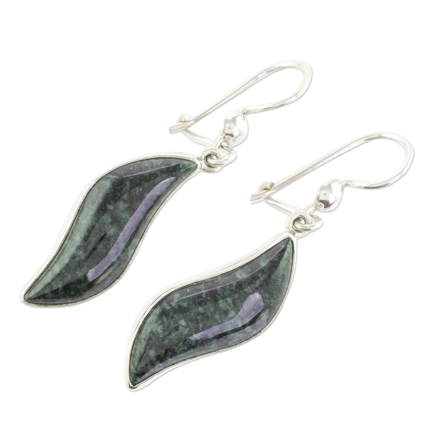 Floating in the Breeze Dark green jade dangle earrings