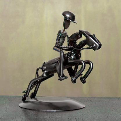Rustic Jockey Metal Sculpture