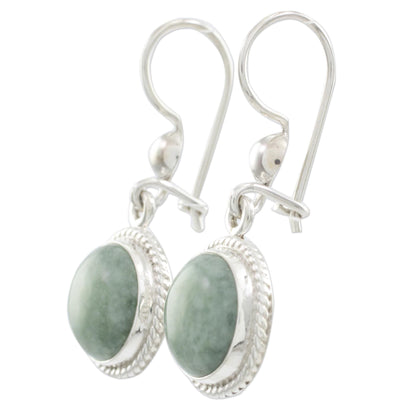 Green Jade Moon Dangle Earrings