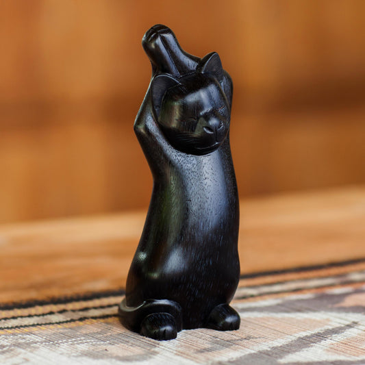 Black Cat Stretch Wood sculpture