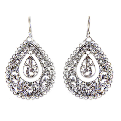 Water Silver Filigree Earrings