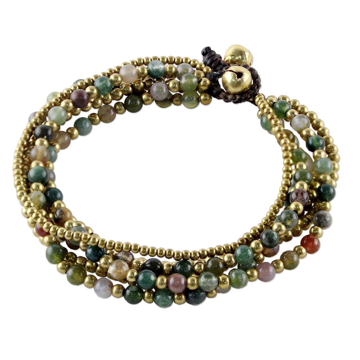 Jasper Brass Multi-Strand Beaded Bracelet