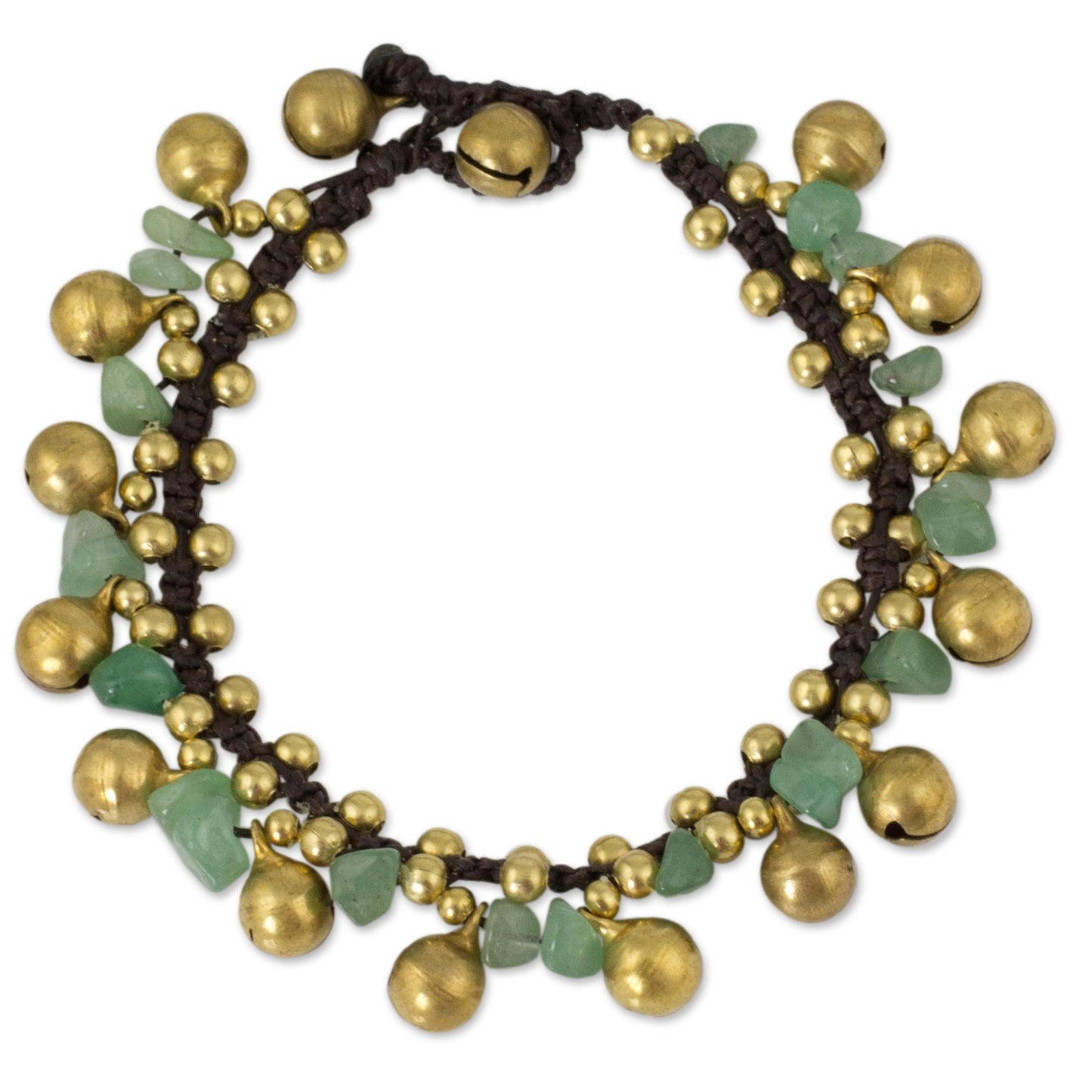 Joyous Bells Brass Beaded Aventurine Bracelet