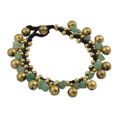 Joyous Bells Brass Beaded Aventurine Bracelet