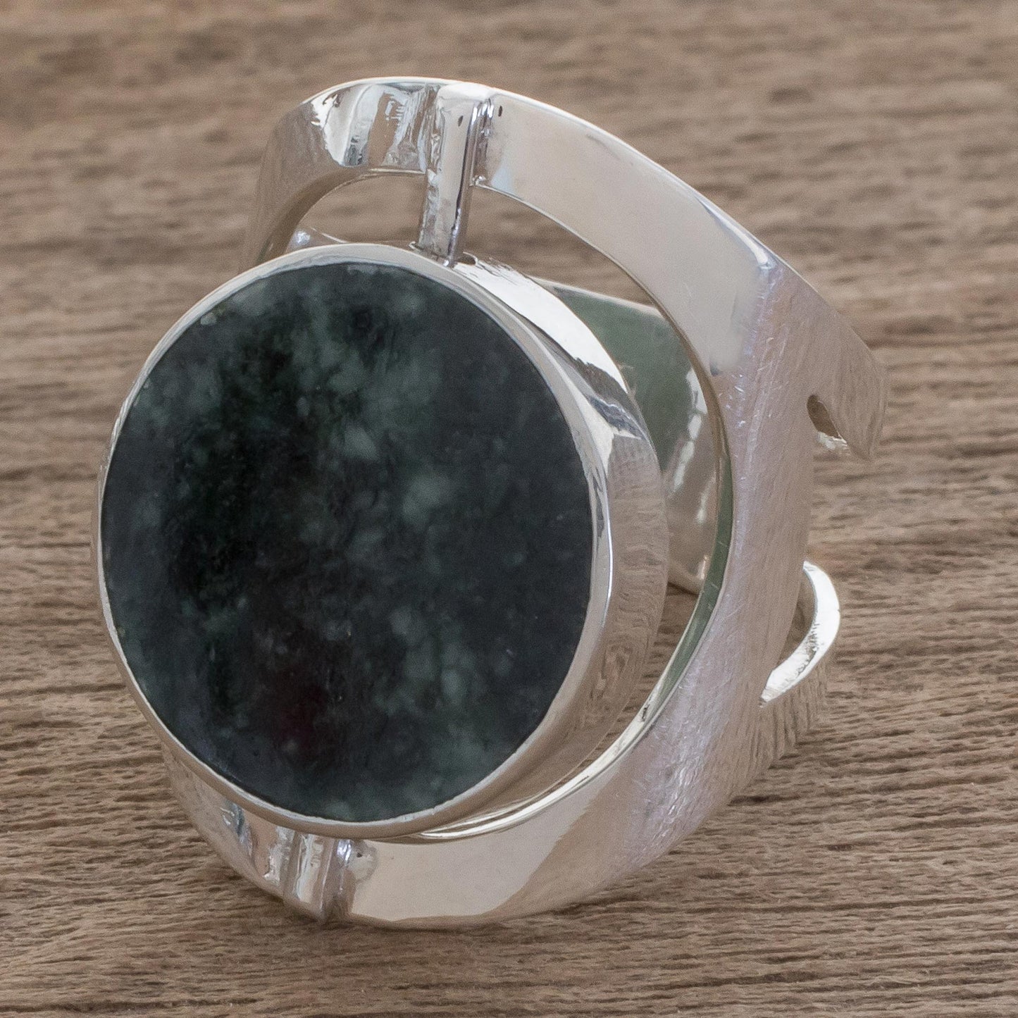 Dual Spirit Handmade Modern Reversible Jade Cocktail Ring